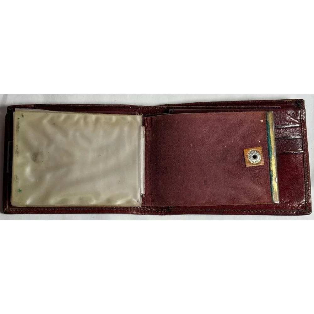 Vtg Mexican‎ Tooled Leather Bifold Wallet Cowboy Boot Hair-On Cowhide DAMAGED